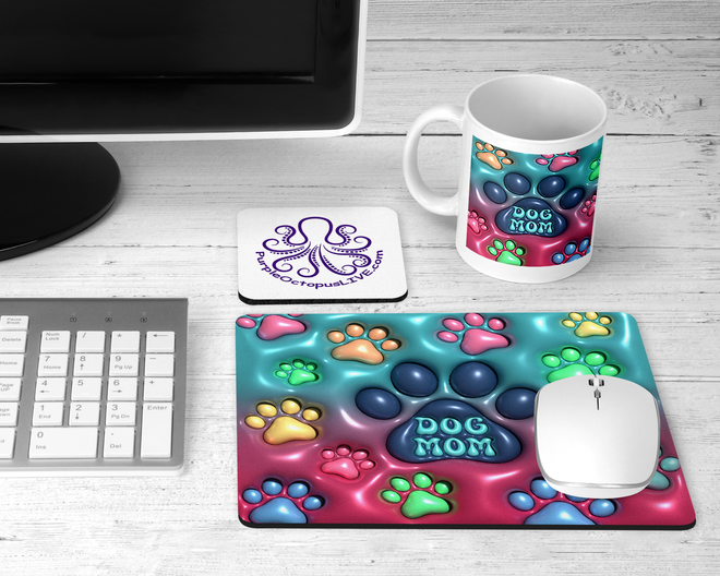 $6 OFF the SET of 9015 3D Puffed Dog Mom MUG &amp; MOUSEPAD 💜 ONLY $31