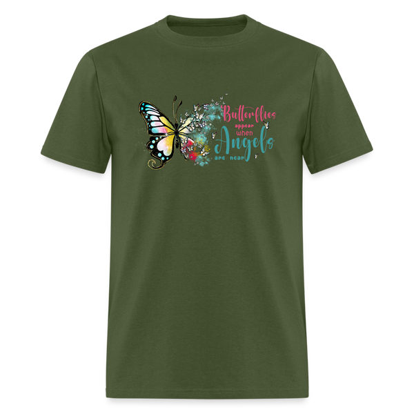 66063 Butterflies Appear When Angels - Watercolor TSHIRT - military green