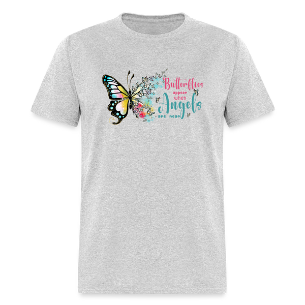 66063 Butterflies Appear When Angels - Watercolor TSHIRT - heather gray