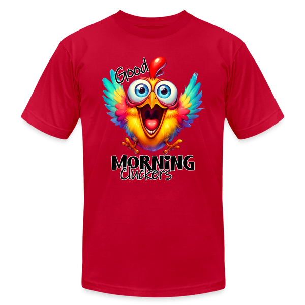 66054 Morning Cluckers - Chicken B&C TSHIRT - red