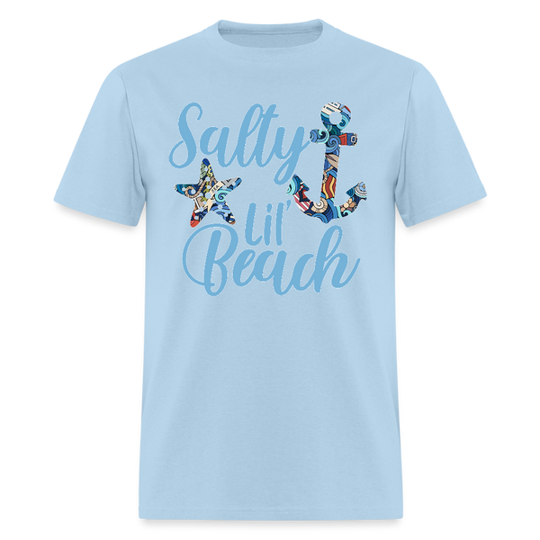8198 1/4S Nautical Collage Salty Lil Beach TSHIRT - powder blue