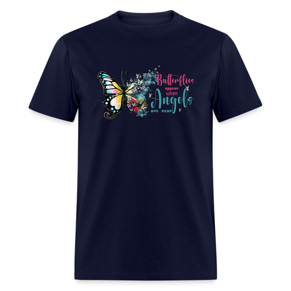 66063 Butterflies Appear When Angels - Watercolor TSHIRT - navy