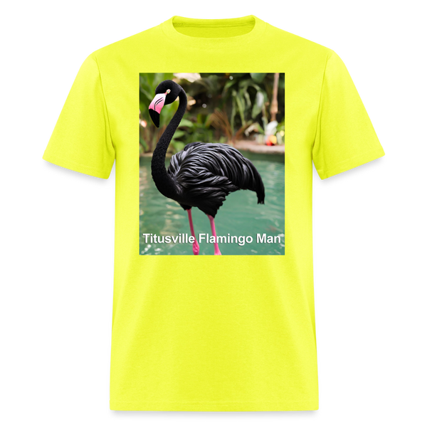 66002 1/4S Titusville Flamingo Man TSHIRT - safety green