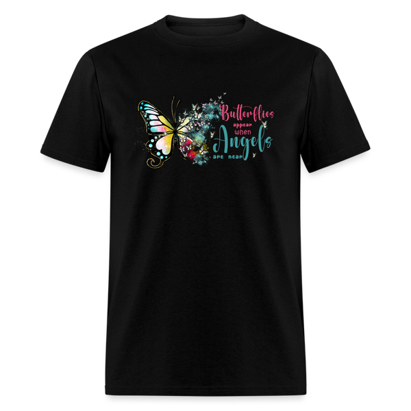 66063 Butterflies Appear When Angels - Watercolor TSHIRT - black