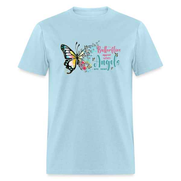 66063 Butterflies Appear When Angels - Watercolor TSHIRT - powder blue