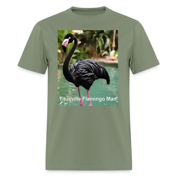 66002 1/4S Titusville Flamingo Man TSHIRT - military green