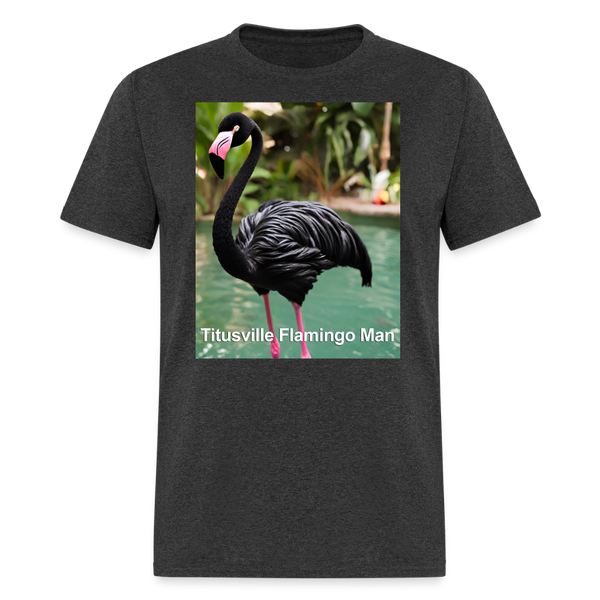 66002 1/4S Titusville Flamingo Man TSHIRT - heather black