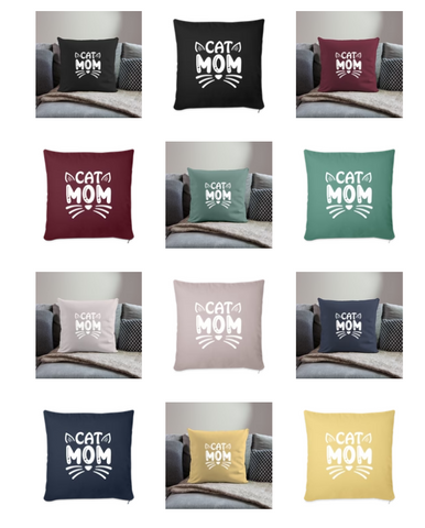 6001 Cat Mom 18x18 THROW PILLOW COVER