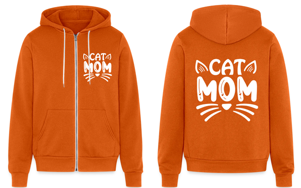 6001 Cat Mom 2 Print Areas UNISEX ZIP HOODIE