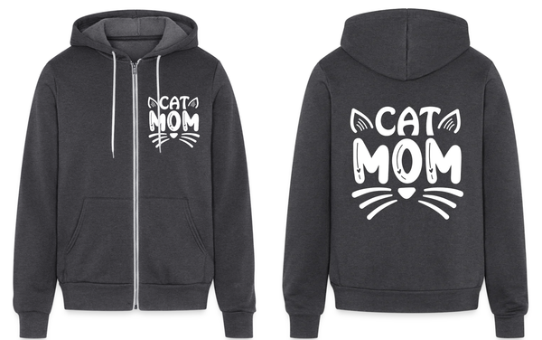 6001 Cat Mom 2 Print Areas UNISEX ZIP HOODIE