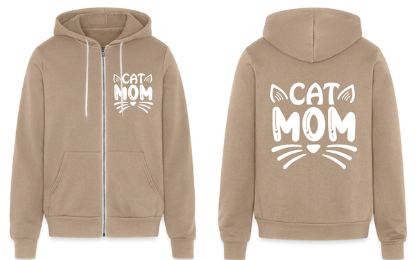 6001 Cat Mom 2 Print Areas UNISEX ZIP HOODIE