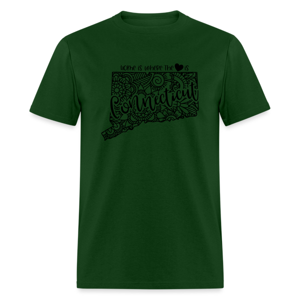 1138 1/4S Home Is Connecticut TSHIRT - forest green