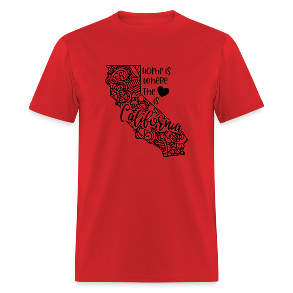 1136 1/4S Home Is California TSHIRT - red