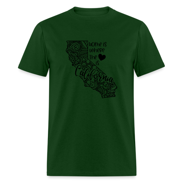 1136 1/4S Home Is California TSHIRT - forest green