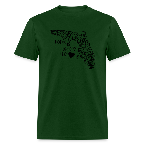 1140 1/4S Home Is Florida TSHIRT - forest green