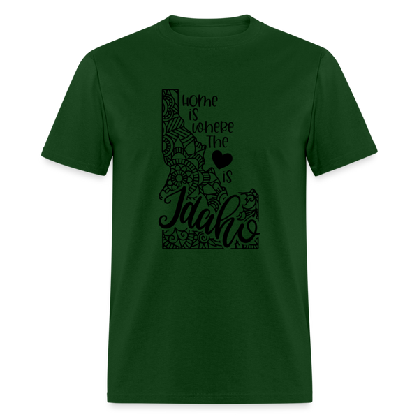 1152 1/4S Home Is Idaho TSHIRT - forest green