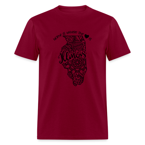 1153 1/4S Home Is Illinois TSHIRT - burgundy