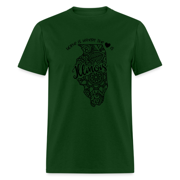 1153 1/4S Home Is Illinois TSHIRT - forest green