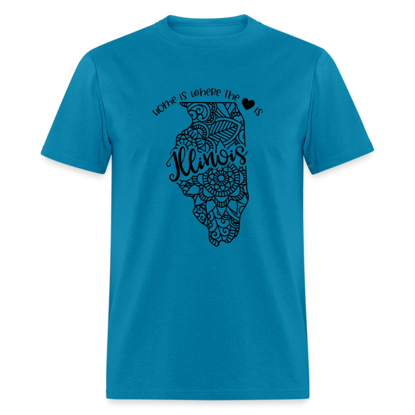 1153 1/4S Home Is Illinois TSHIRT - turquoise