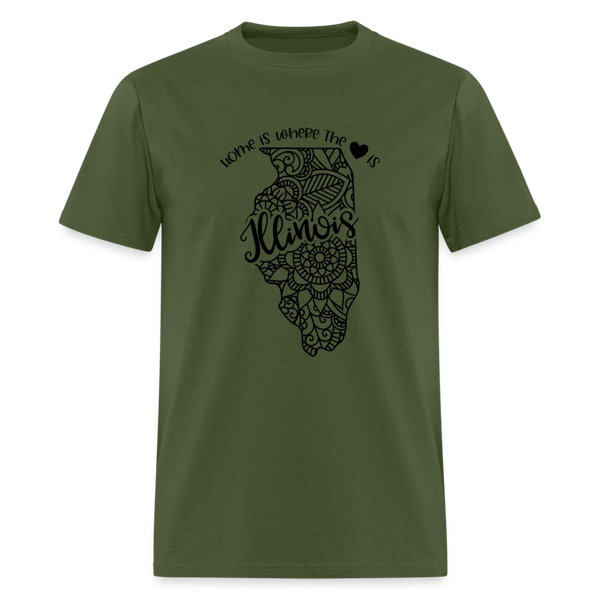 1153 1/4S Home Is Illinois TSHIRT - military green