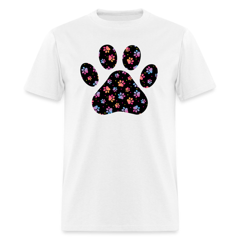 8188 1/4S Rainbow Pastel Paws Paw PREMIUM TSHIRT - white