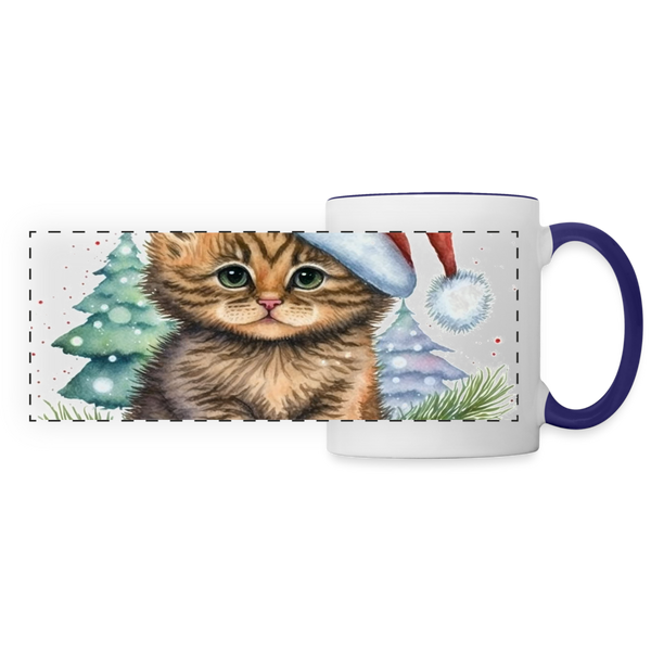 60046 Brown Cat Xmas MUG - white/cobalt blue