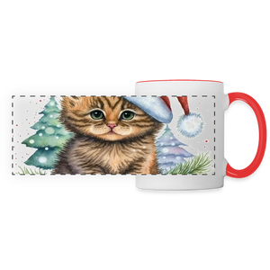 60046 Brown Cat Xmas MUG - white/red