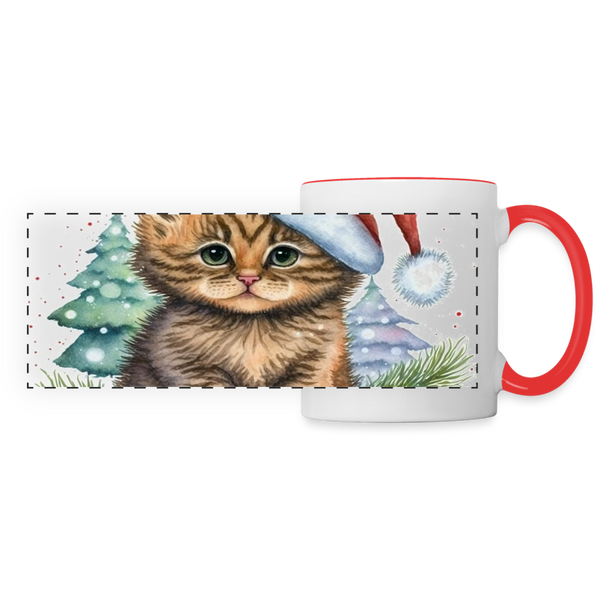 60046 Brown Cat Xmas MUG - white/red