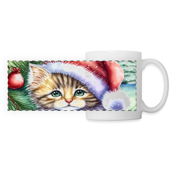 60052 Striped Cat Xmas MUG - white