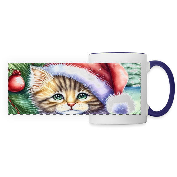 60052 Striped Cat Xmas MUG - white/cobalt blue