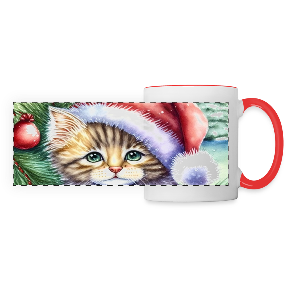 60052 Striped Cat Xmas MUG - white/red