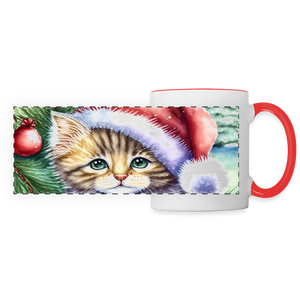 60052 Striped Cat Xmas MUG - white/red