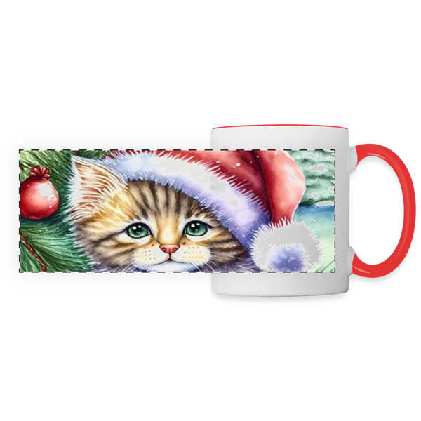 60052 Striped Cat Xmas MUG - white/red