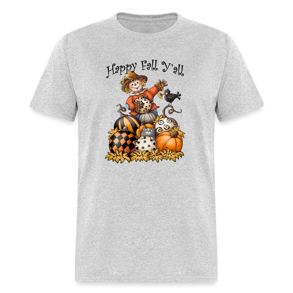 118 1/4S Happy Fall Y'all w/Pumpkins TSHIRT - heather gray