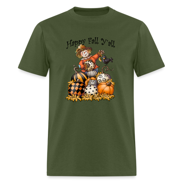 118 1/4S Happy Fall Y'all w/Pumpkins TSHIRT - military green