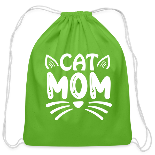 6001 Cat Mom COTTON DRAWSTRING BAG - clover