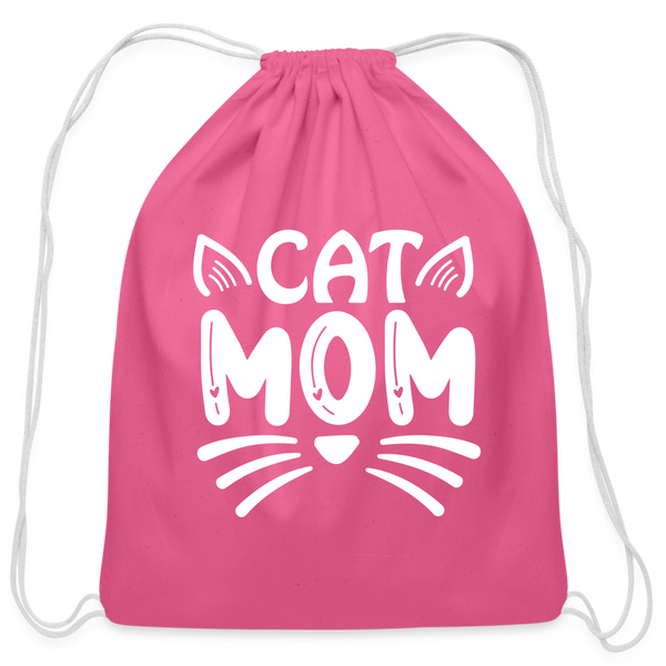 6001 Cat Mom COTTON DRAWSTRING BAG - pink