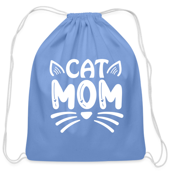 6001 Cat Mom COTTON DRAWSTRING BAG - carolina blue