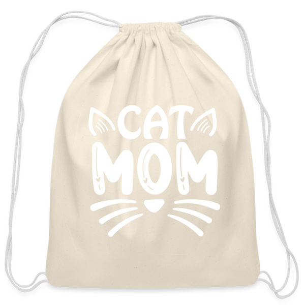 6001 Cat Mom COTTON DRAWSTRING BAG - natural