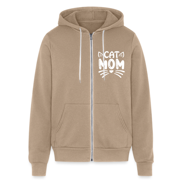 6001 Cat Mom on Front UNISEX ZIP HOODIE - tan