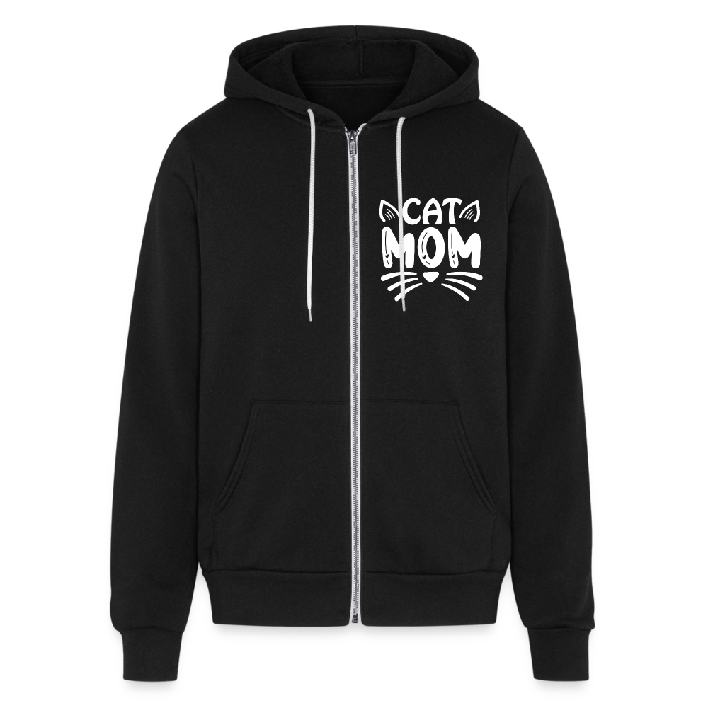 6001 Cat Mom on Front UNISEX ZIP HOODIE - black