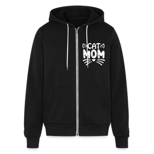 6001 Cat Mom on Front UNISEX ZIP HOODIE - black