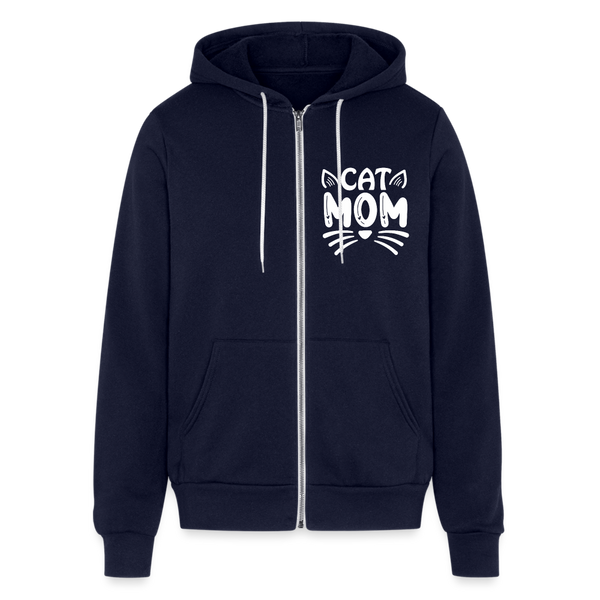 6001 Cat Mom on Front UNISEX ZIP HOODIE - navy