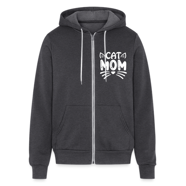 6001 Cat Mom on Front UNISEX ZIP HOODIE - charcoal grey