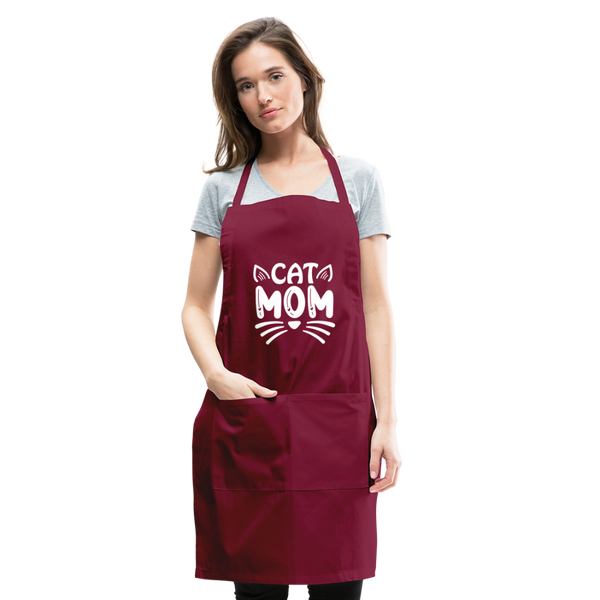 6001 Cat Mom ADJUSTABLE APRON - burgundy