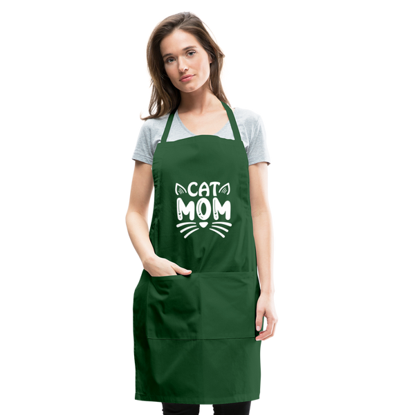 6001 Cat Mom ADJUSTABLE APRON - forest green