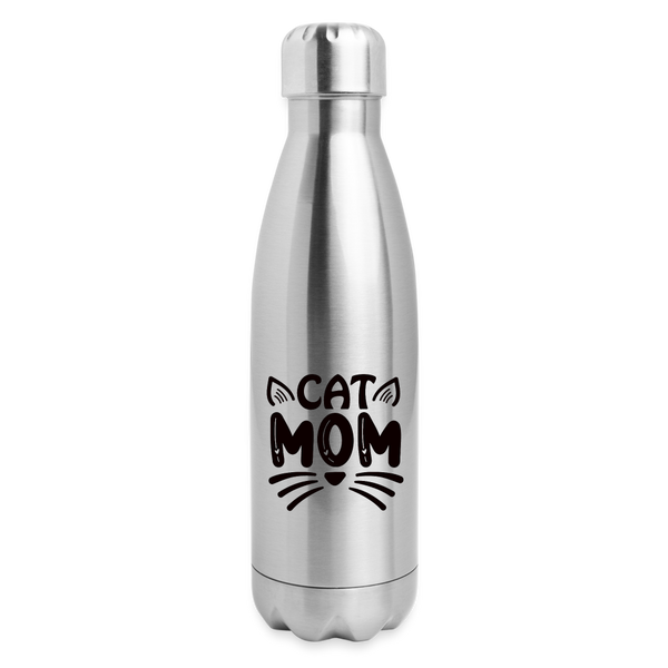 6001 Cat Mom in Black 17oz INSULATED WATER BOTTLE - silver