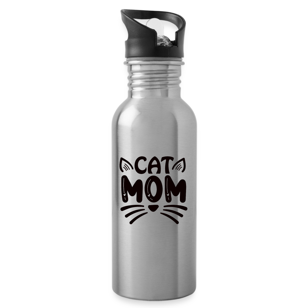 6001 Cat Mom in Black 20oz WATER BOTTLE - silver