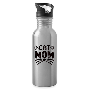 6001 Cat Mom in Black 20oz WATER BOTTLE - silver