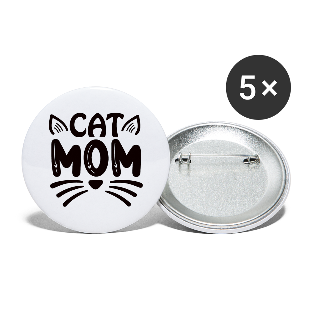 6001 Cat Mom in Black 5pk of 2.2" BUTTONS - white